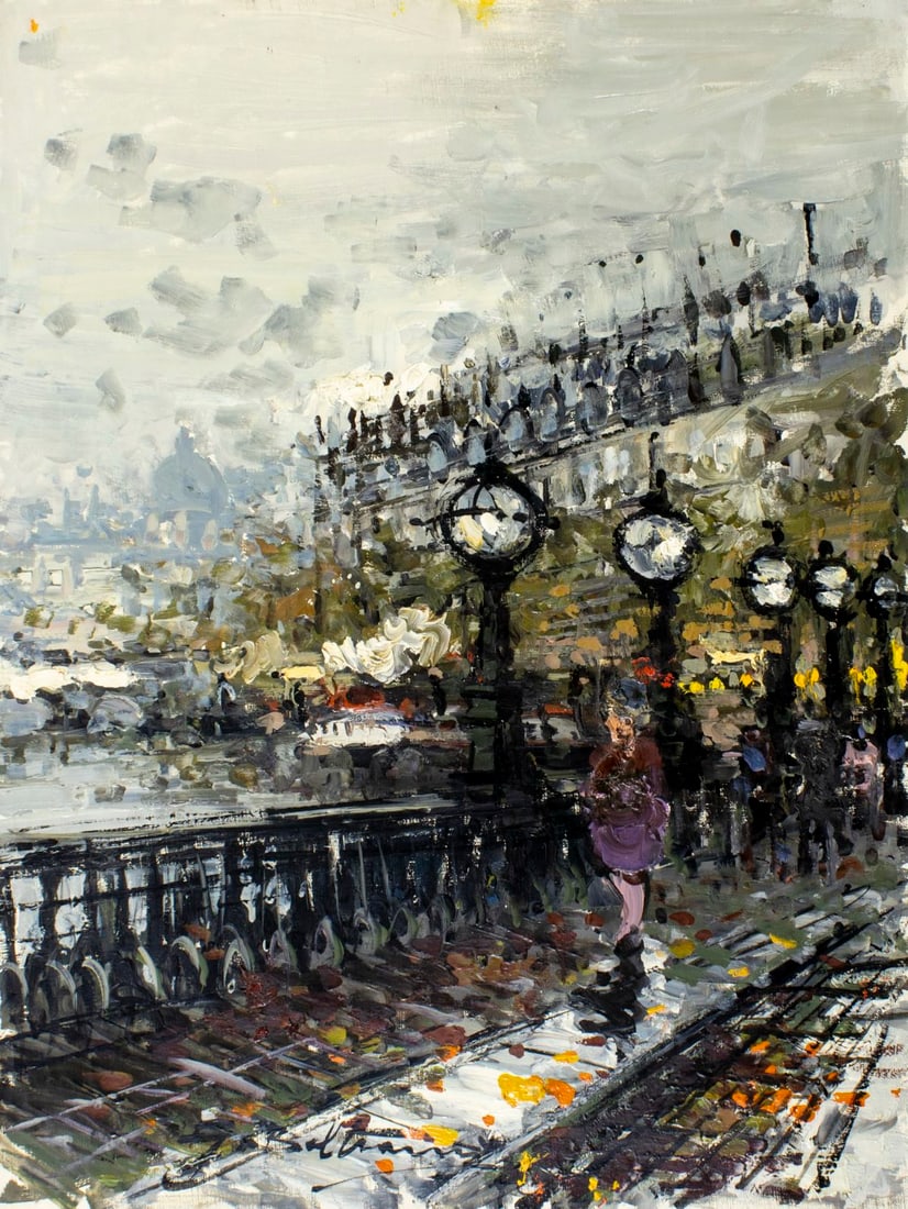 G Beltrame (Europe,20C) oil painting: ARTIST: G Beltrame (European, 20 century) TITLE: Cityscape MEDIUM: oil on canvas CONDITION: Unstretched (In-House stretching available) (In-House stretching available). Over