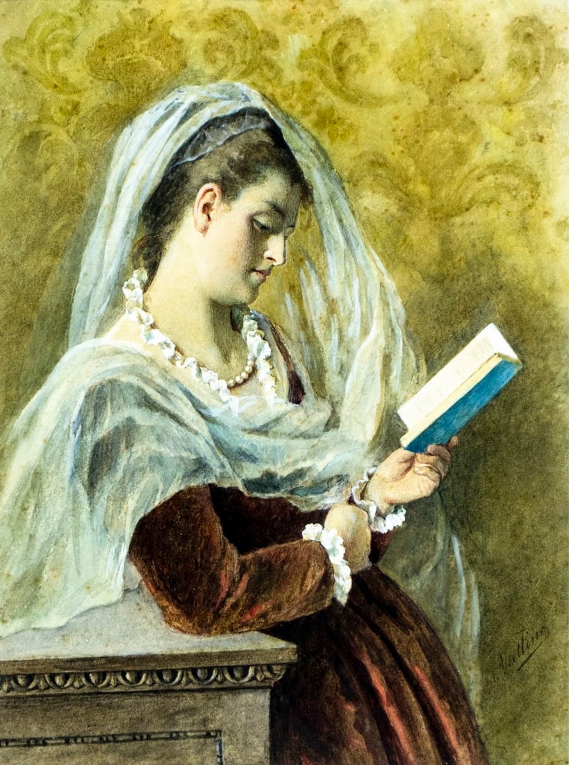 Girolamo Nattino (Italy,1842-1913) watercolor painting antique (1 of 13)