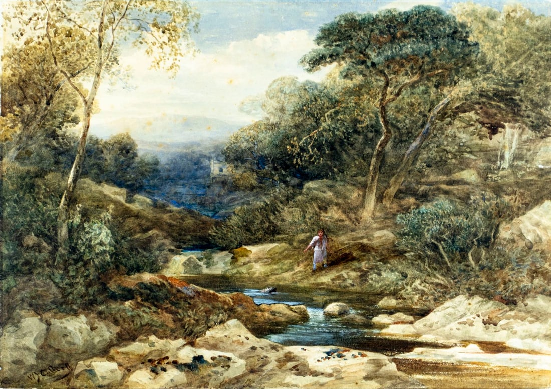 William James Callcott (UK,1843-1890) watercolor painting antique - 3
