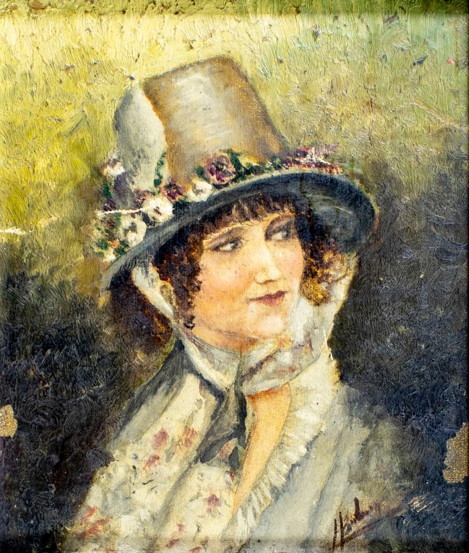 Antique early 20C European oil painting signed (1 of 12)