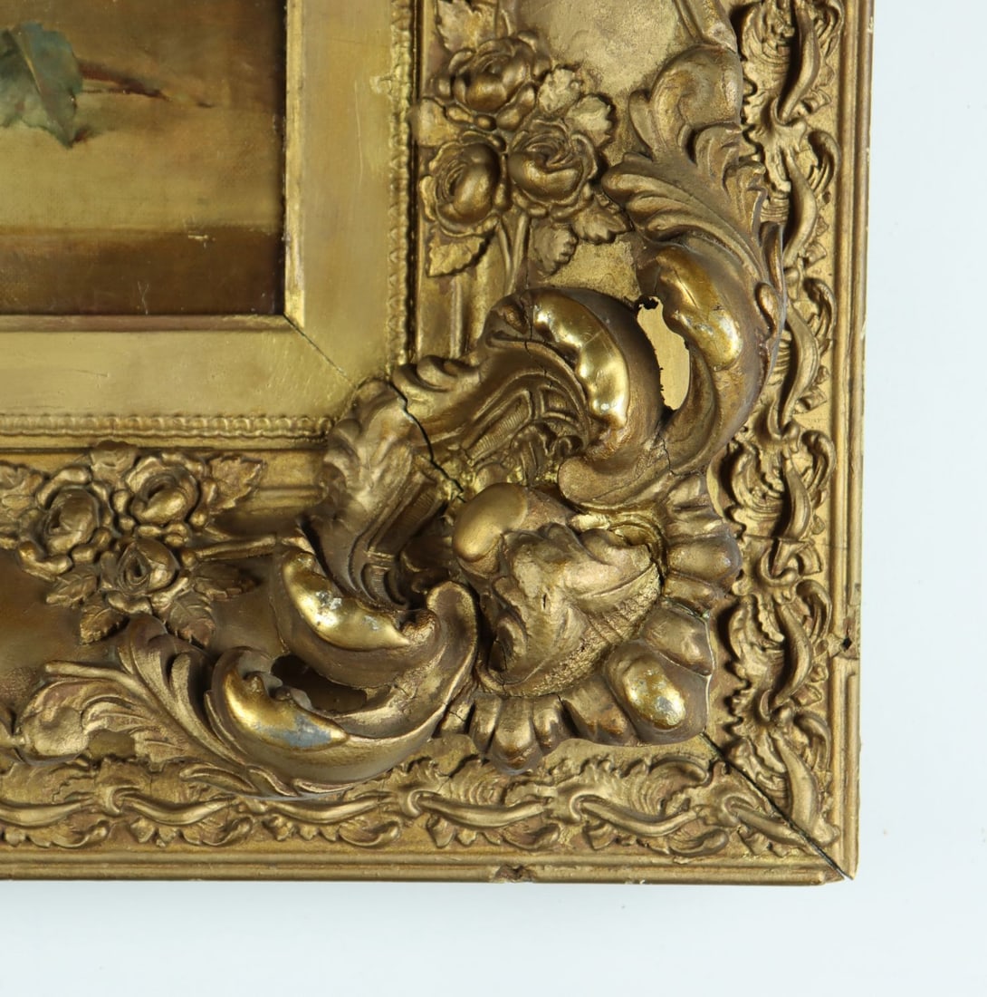 Antique 19C European oil painting - 10