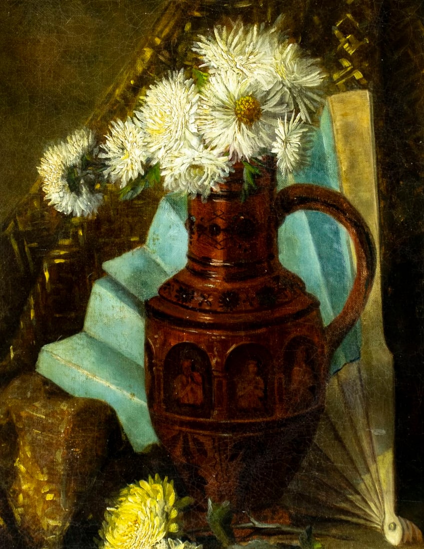 Antique 19C European oil painting - 5