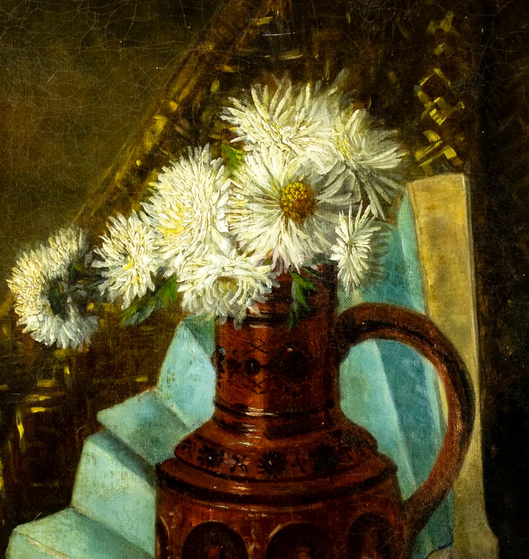 Antique 19C European oil painting - 6