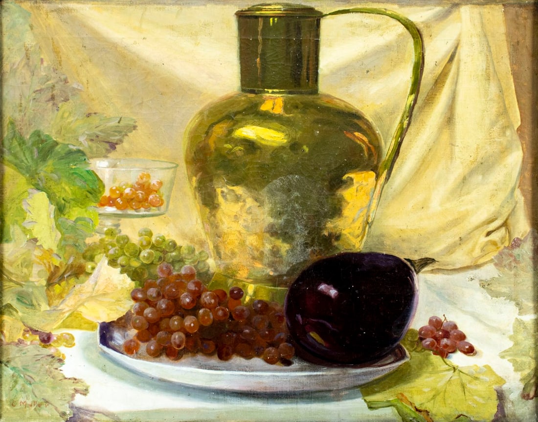 C Muller (US,early 20C) oil painting antique (1 of 12)