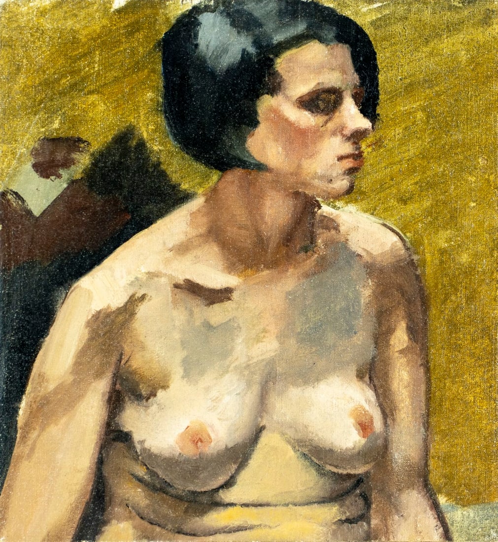 Albert Kotin (NY,1907-1980) oil painting: ARTIST: Albert Kotin (New York, 1907 - 1980) TITLE: Nude MEDIUM: oil on canvas CONDITION: Relined. Some small paint losses mostly by the edges. No visible inpaint under UV l