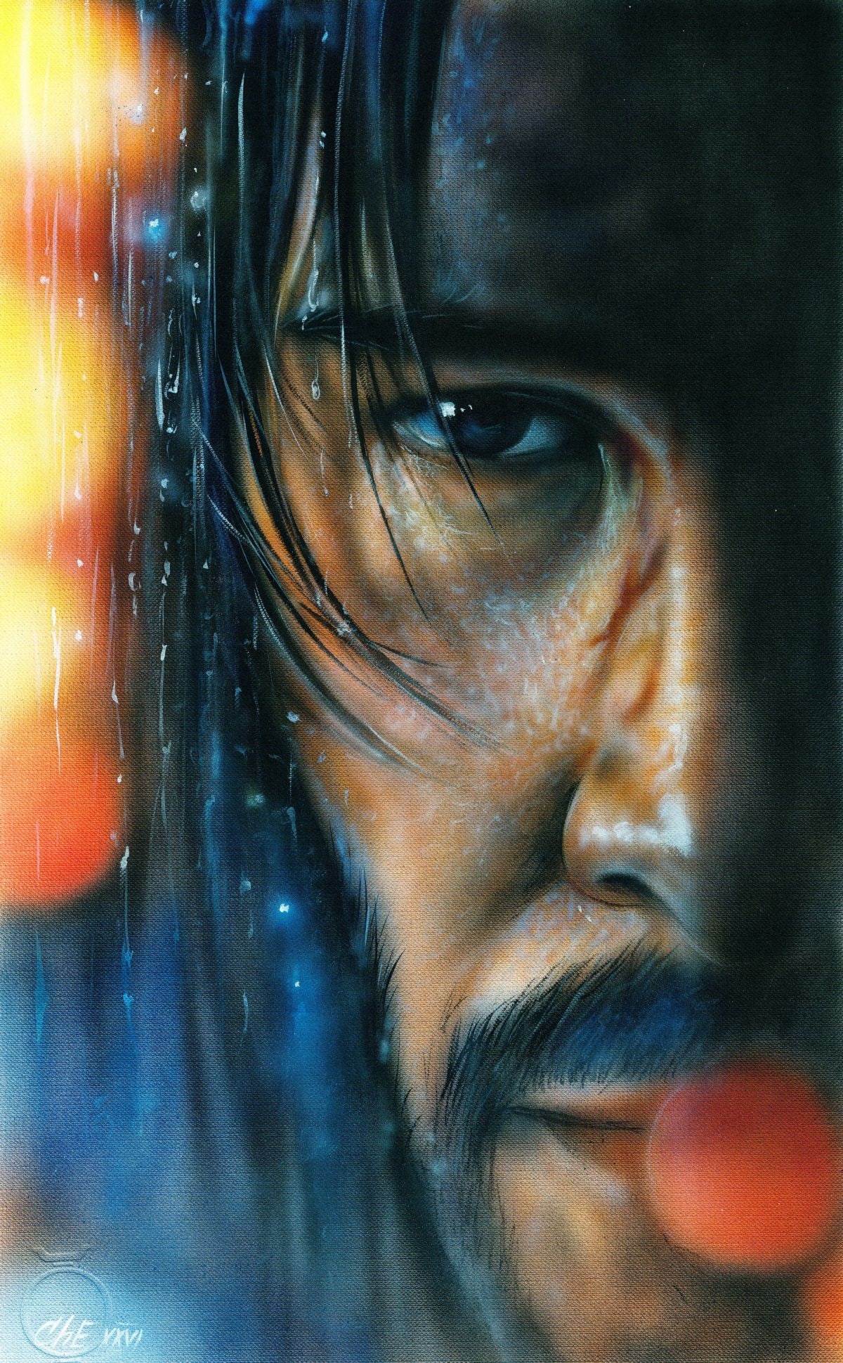 Evgeniy Chunikhin (Ukraine,b 1976) acrylic painting: ARTIST: Evgeniy Chunikhin (Ukrainian, born 1976) TITLE: Portrait of Man MEDIUM: acrylic on heavy paper CONDITION: Very good. ART SIZE: 16 x 10 inches / 4