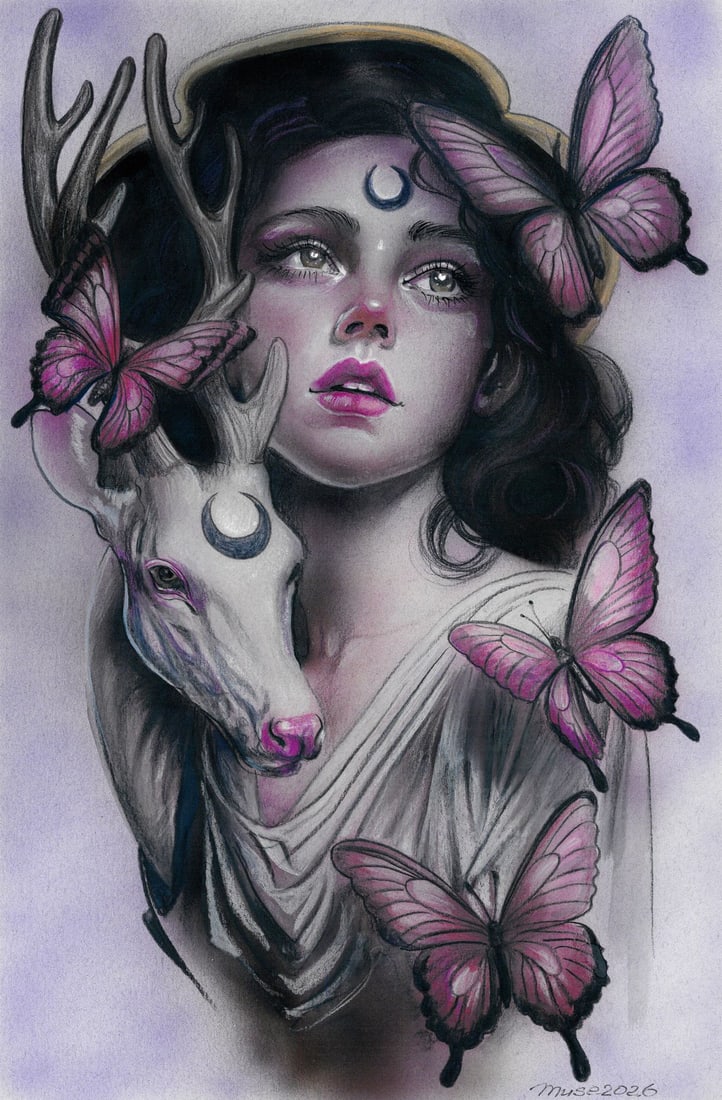 Olga Dolgikova (Ukraine,b 1967) acrylic painting: ARTIST: Olga Dolgikova (Ukrainian, born 1967) TITLE: Portrait of Woman MEDIUM: acrylic on heavy paper CONDITION: Very good. ART SIZE: 15 x 10 inches / 38