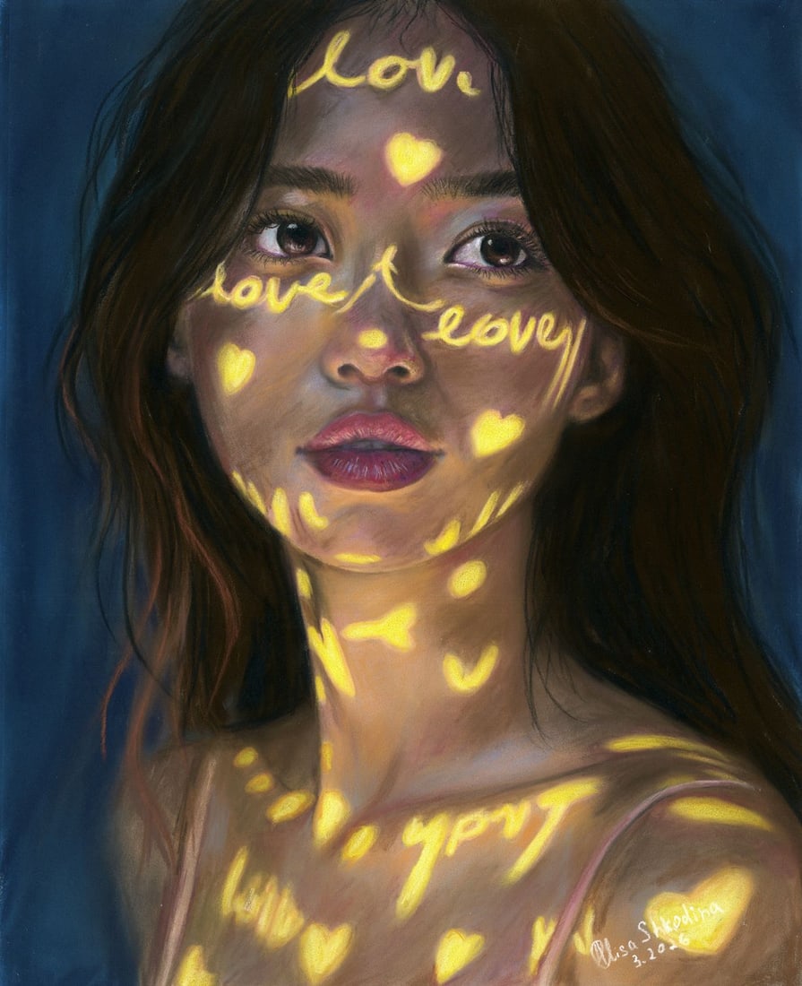 Alisa Shkodina (Ukraine,b 1992) pastel painting: ARTIST: Alisa Shkodina (Ukraine, born 1992) TITLE: Portrait of Woman MEDIUM: pastel on heavy paper CONDITION: Very good. ART SIZE: 12 x 9 inches / 30 x 2