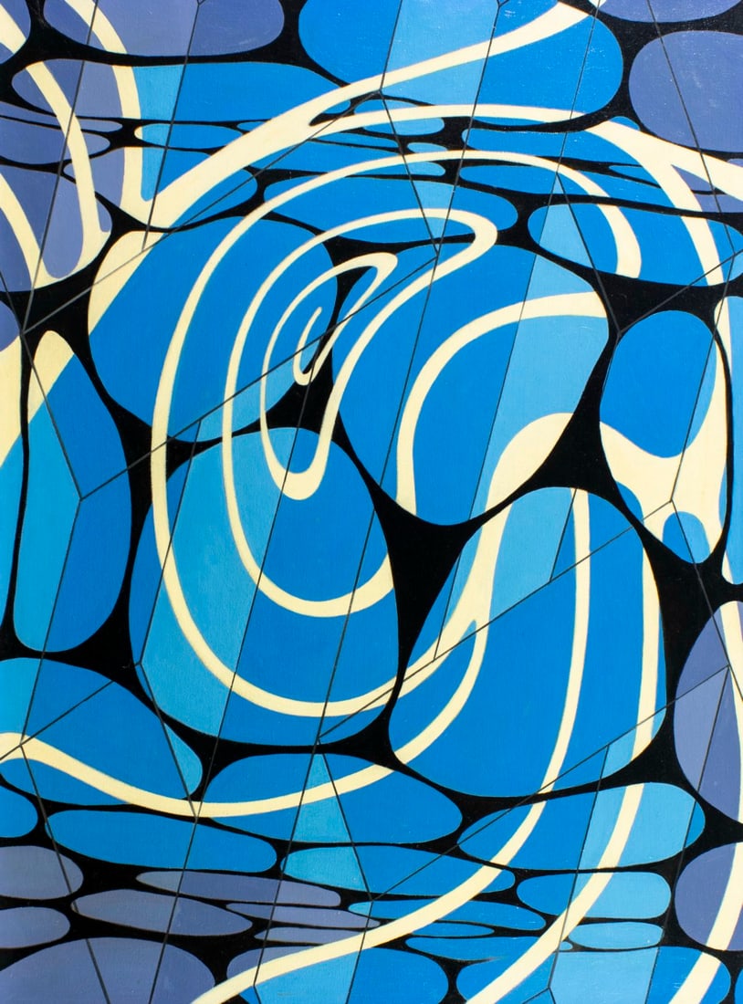 James Massena (OH,1953-2021) acrylic painting: ARTIST: James Massena March (Ohio, 1953 - 2021) TITLE: Abstract Composition MEDIUM: acrylic on canvas CONDITION: Few small faint scratches. No visible inpaint under UV light
