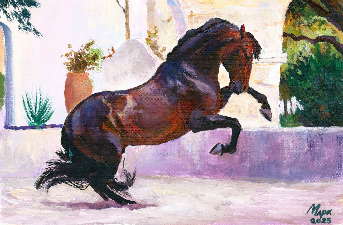 Mark Zybkin (Ukraine,20/21C) oil painting: ARTIST: Mark Zybkin (Ukraine, 20/21 centuries) TITLE: Horse MEDIUM: oil on heavy paper CONDITION: Very good. No visible inpaint under UV light. ART SIZE: