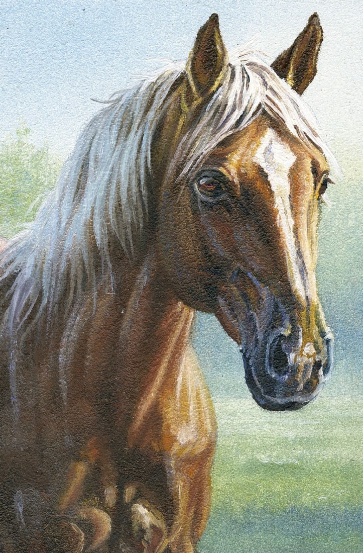 Vladimir Babenko (Ukraine,b 1968) oil painting: ARTIST: Vladimir Ivanovich Babenko (Ukraine, born 1968) TITLE: Chestnut Horse MEDIUM: oil on board CONDITION: Very good. No visible inpaint under UV light. ART SI