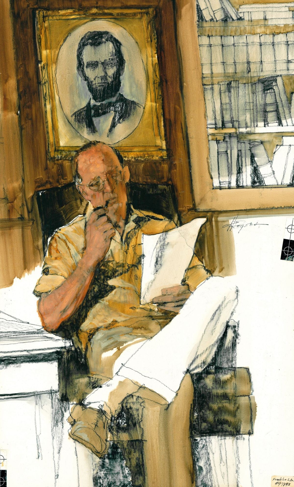 Howard Rogers (AZ,CA,1932-2022) oil painting: ARTIST: Howard Rogers (Arizona, California, 1932 - 2022) TITLE: Illustration - Cry, The Beloved Country 4 YEAR: 1978 MEDIUM: oil on board CONDITION: Few