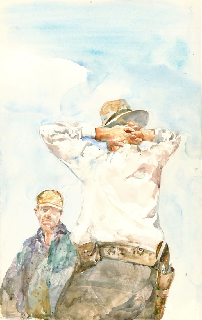 Charles Reid (MA,NY,1937-2019) watercolor painting: ARTIST: Charles Reid (Massachusetts, New York, 1937 - 2019) TITLE: Illustration - The Grapes of Wrath YEAR: 1978 MEDIUM: watercolor on heavy paper CONDITION: