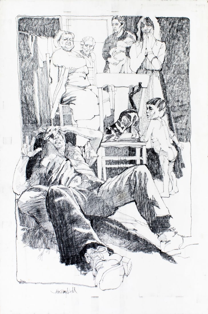 James Richard Campbell (CT,AL,1942-2022) graphite painting (1 of 15)