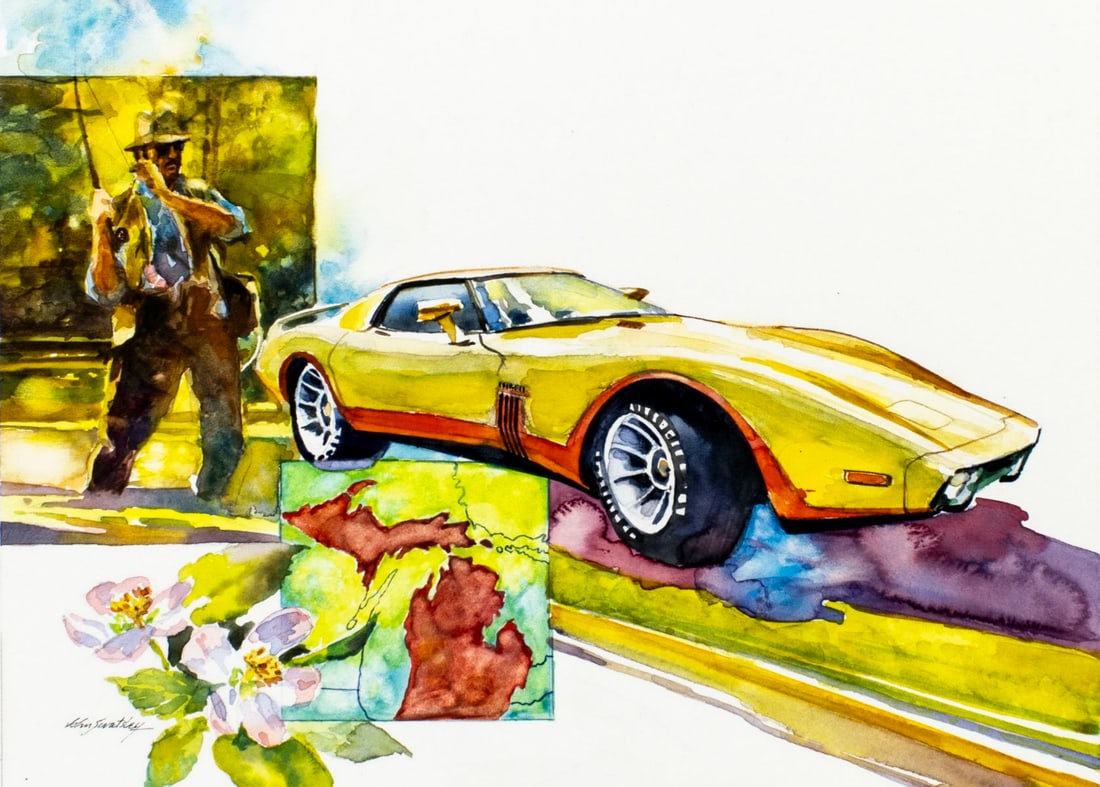 John Swatsley (CA,1937-?) watercolor painting (1 of 14)