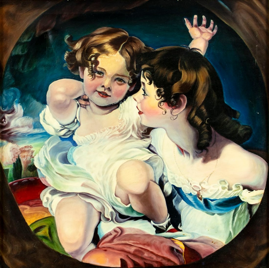 G H Gierke (US,20C) oil painting: ARTIST: G H Gierke (American, 20 century) AFTER Sir Thomas Lawrence TITLE: The Calmady Children (titled on verso) YEAR: 1982 MEDIUM: oil on canvas CONDITION: