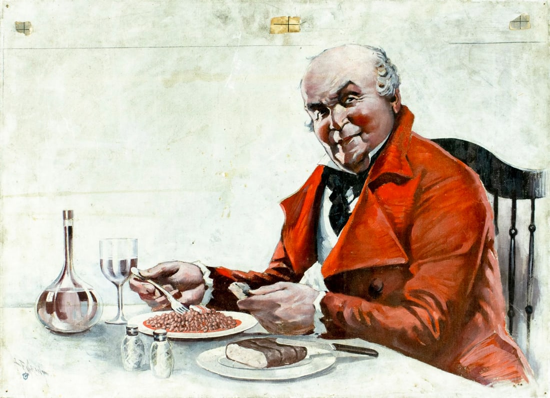 Louis F Grant (US,19/20C) oil painting antique: ARTIST: Louis F Grant (American, 19/20 centuries) TITLE: Gentleman Having Meal MEDIUM: oil on canvas CONDITION: One small patch. Few nail holes mostly by the corners. Some s