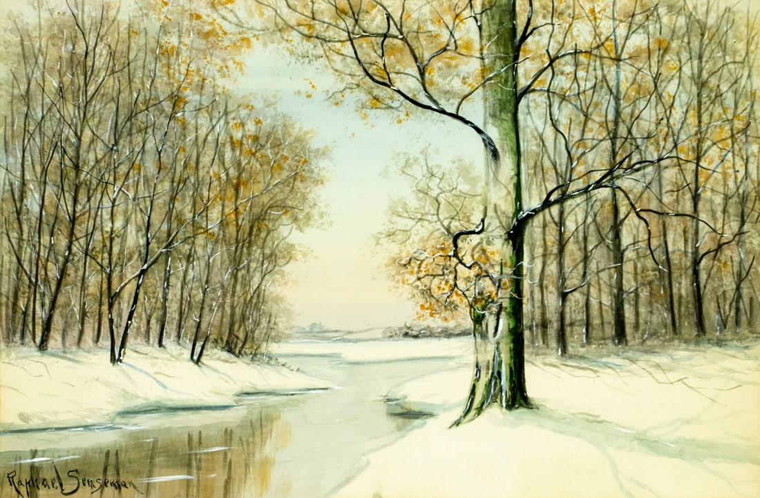 Raphael Senseman (NJ,1870-1965) watercolor painting (1 of 13)
