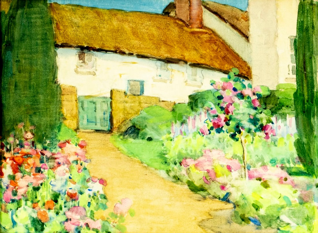 Lizbeth Hunter (NY,CA,1868-1948) watercolor painting antique (1 of 11)
