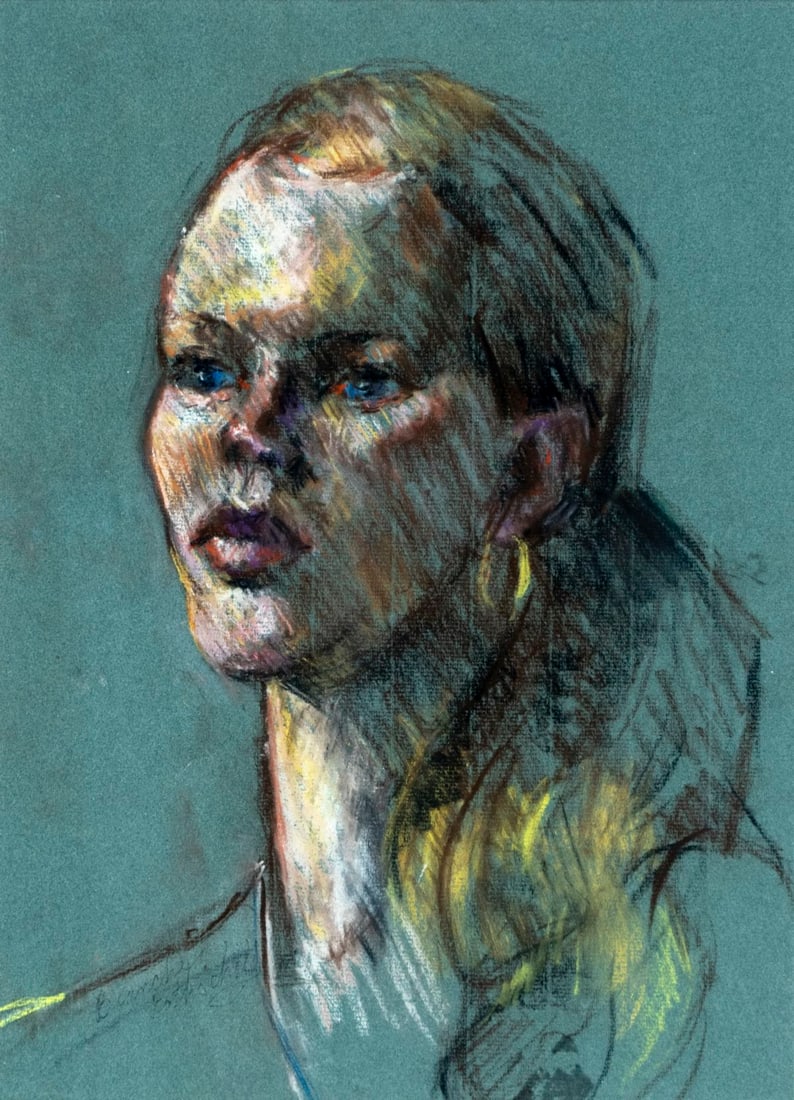 Blanche Rothschild (NY,1893-1988) pastel painting: ARTIST: Blanche Rothschild (New York, 1893 - 1988) TITLE: Portrait of Woman MEDIUM: pastel on paper CONDITION: Minor age toning. Framed under glass. Wear to frame.
