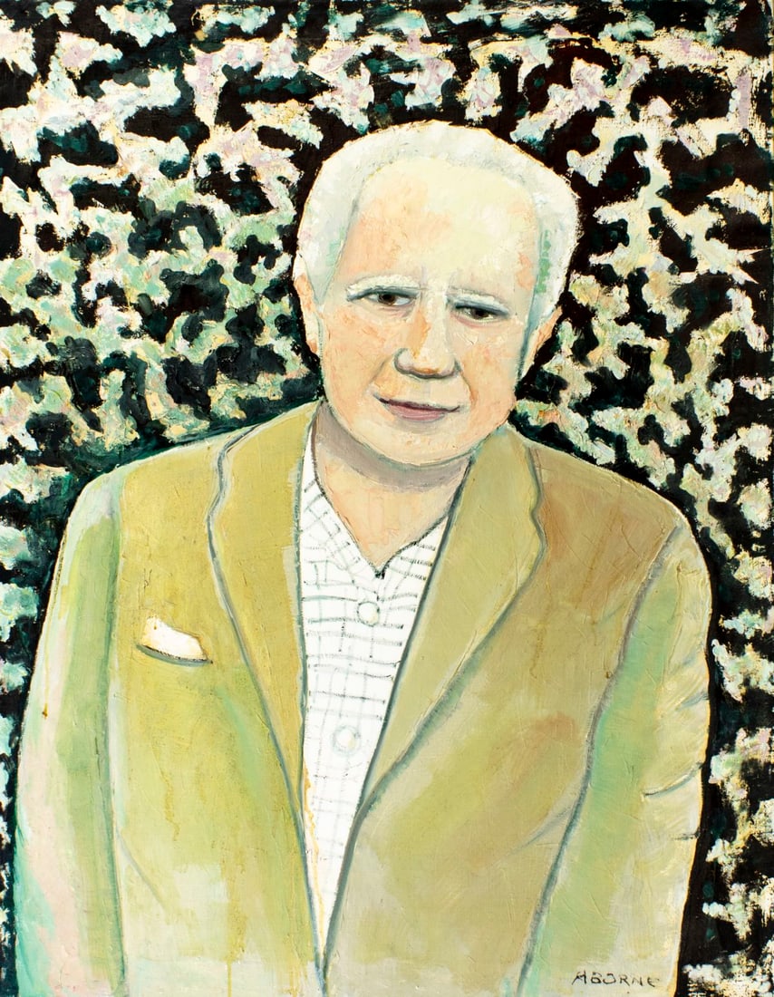 Mortimer Borne (NY,Poland,1902-1987) oil painting: ARTIST: Mortimer Borne (New York, Polish, 1902 - 1987) TITLE: Portrait of Man YEAR: 1980 MEDIUM: oil on canvas CONDITION: Few small paint losses. Minor c