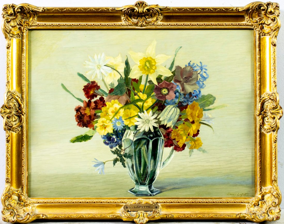 Louis Lafitte (France,early 20C) oil painting antique - 3