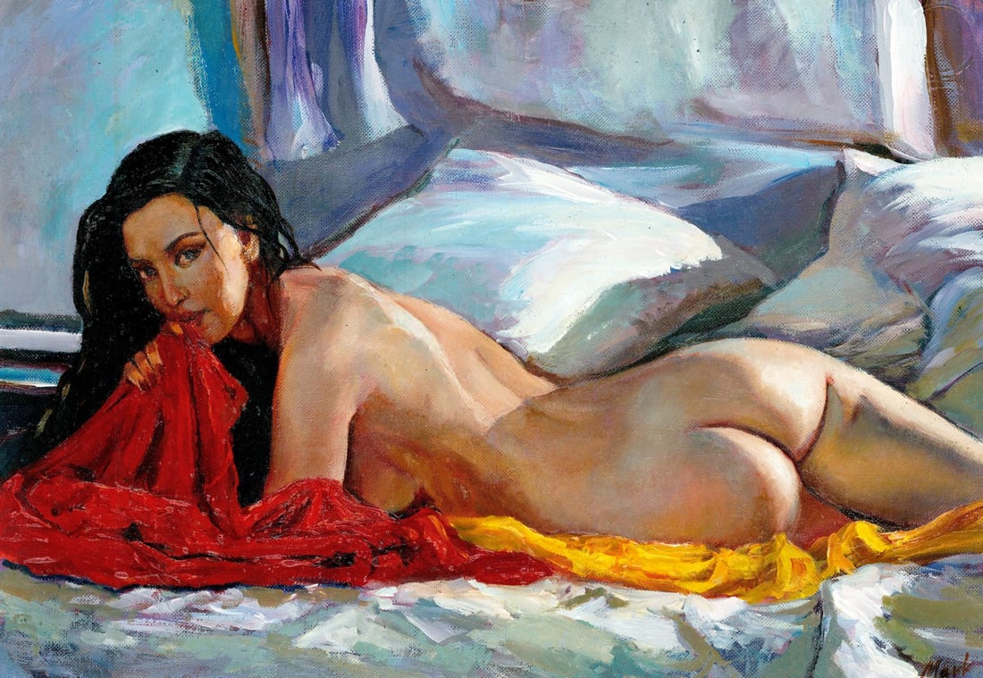 Mark Zybkin (Ukraine,20/21C) oil painting: ARTIST: Mark Zybkin (Ukraine, 20/21 centuries) TITLE: Reclining Nude MEDIUM: oil on heavy paper CONDITION: Very good. No visible inpaint under UV light. ART SIZE: