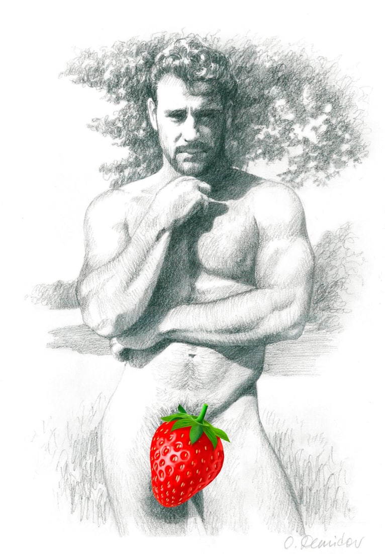 Oleg Demidov (Ukraine,20/21C) graphite painting: ARTIST: Oleg Demidov (Ukrainian, 20/21 centuries) TITLE: Male Nude MEDIUM: graphite on paper CONDITION: Very good. ART SIZE: 12 x 8 inches / 30 x 20 cm