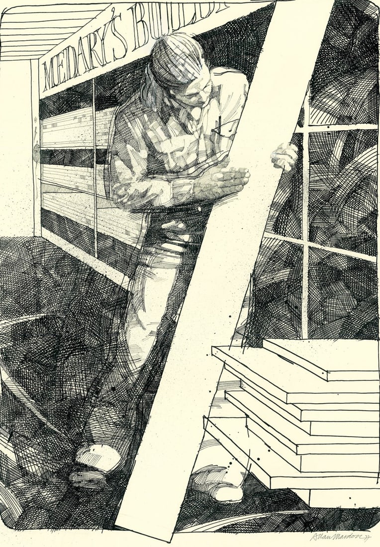 Allan Mardon (NY,AZ,Canada,1931-2020) ink painting (1 of 11)