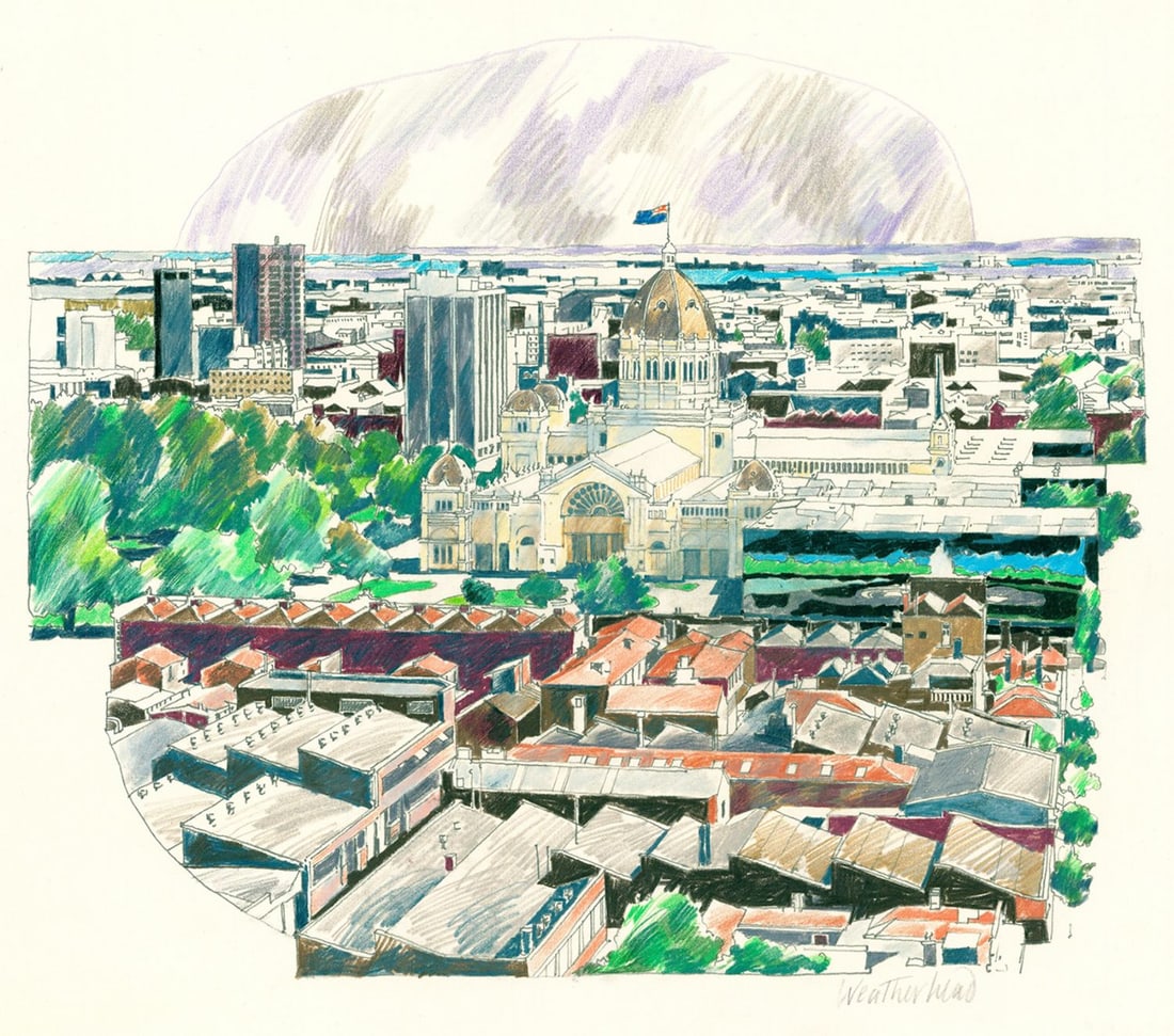 Bruce Weatherhead (Australia,1939-2011) colored pencil painting (1 of 13)