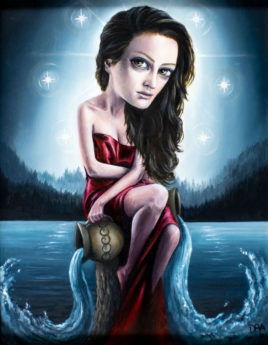 Deanna Adona (CA,20/21C) acrylic painting: ARTIST: Deanna Rene Adona (California, 20/21 centuries) TITLE: The Star (titled on verso) YEAR: 2011 MEDIUM: acrylic on board CONDITION: Very good. No vi