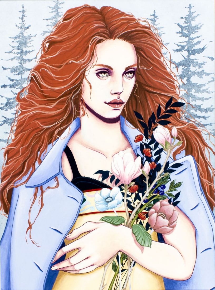 Elisabetta Boscolo (US,20/21C) acrylic painting: ARTIST: Elisabetta Boscolo (American, 20/21 centuries) TITLE: Wild Flowers (titled on verso) YEAR: 2018 MEDIUM: acrylic on canvas board CONDITION: Very g