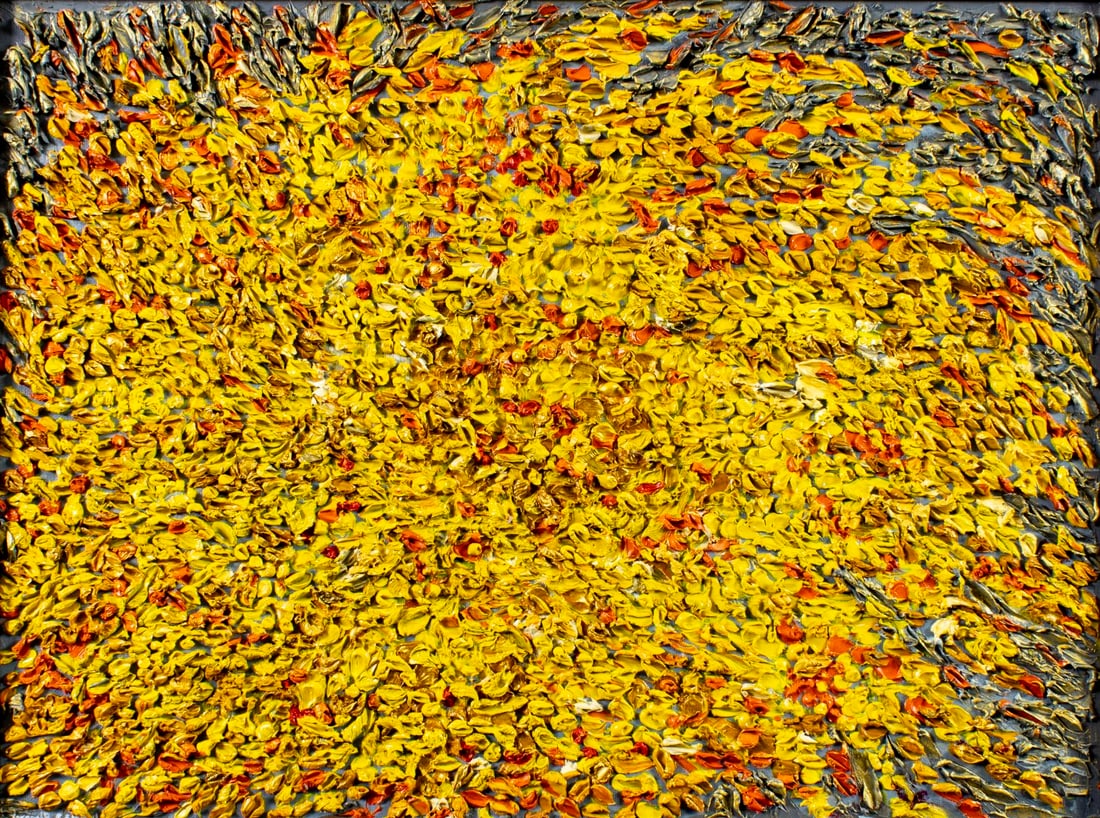 Ivanir (US,20C) oil painting: ARTIST: Ivanir (American, 20 century) TITLE: Abstract Composition MEDIUM: oil on canvas CONDITION: Missing a few flakes of paint. No visible inpaint under UV light. Wear to