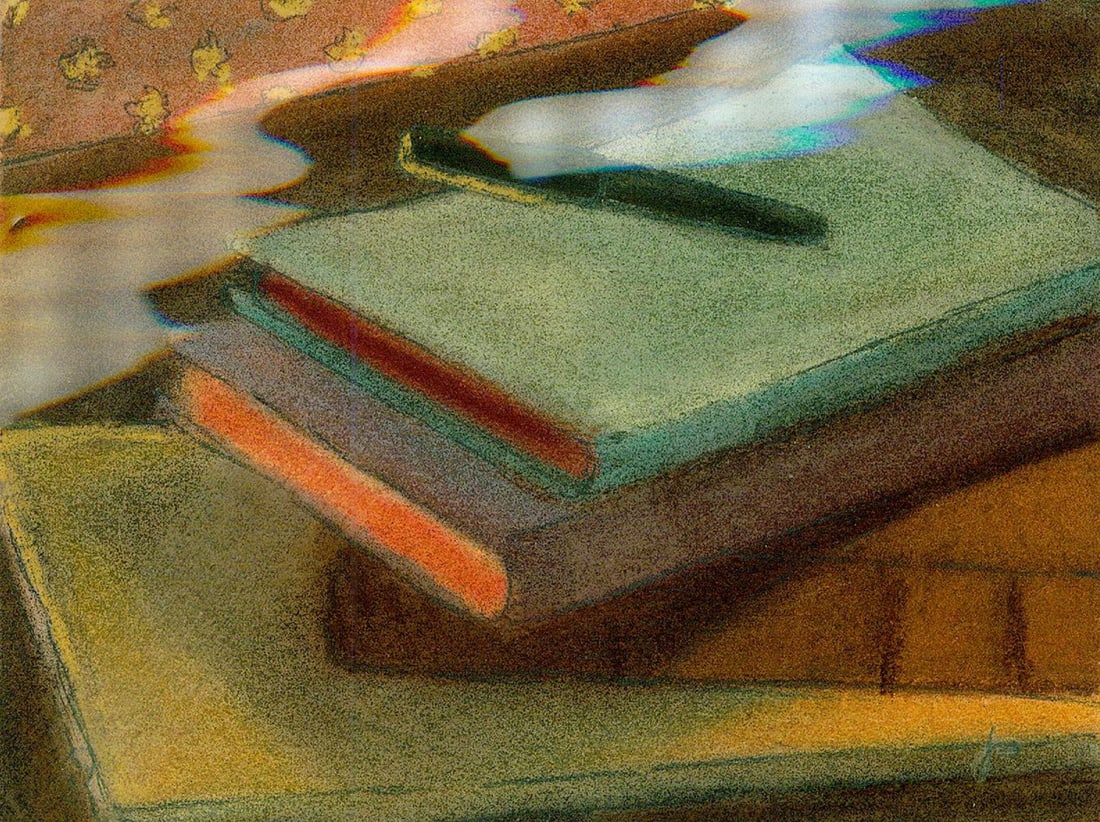 Judy Pedersen (NY,20/21C) pastel painting: ARTIST: Judy Pedersen (New York, 20/21 centuries) TITLE: Illustration YEAR: 1980s MEDIUM: pastel on paper. Paper applied to board. CONDITION: Overall goo