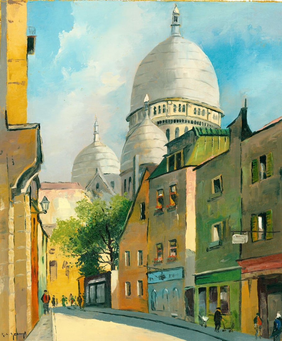 Karl Ludwig Gast (German,1907-?) oil painting: ARTIST: Karl Ludwig Gast (Germany, 1907 - ???) TITLE: Cityscape - Sacre Couer, Paris, France YEAR: 1990 MEDIUM: oil on canvas CONDITION: Unstretched (I