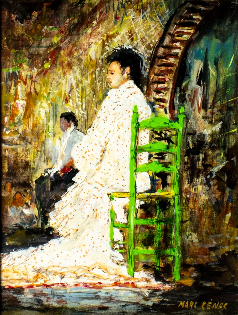 Marc Cenac (France,1920-2004) oil painting: ARTIST: Marc Cenac (French, 1920 - 2004) TITLE: Spanish Flamenco Dancer MEDIUM: oil on canvas CONDITION: Very good. No visible inpaint under UV light. Wear to frame.