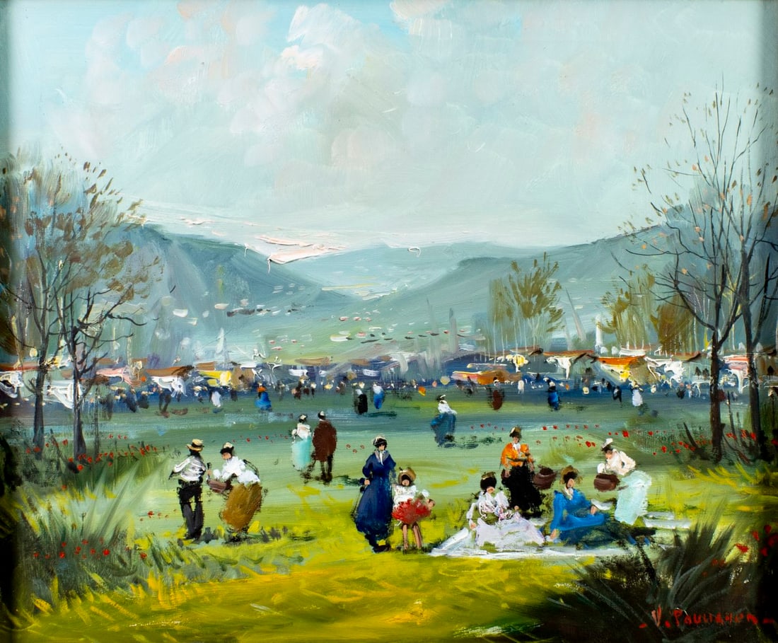 Vintage 20C Italian oil painting signed: ARTIST: - (Italy, 20 century) TITLE: Park Landscape MEDIUM: oil on canvas CONDITION: Missing a few flakes of paint. Very minor craquelure. No visible inpaint under UV ligh