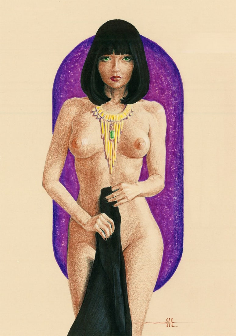 Aleksandr Matushkin (Ukraine,20/21C) colored pencil painting: ARTIST: Aleksandr Matushkin (Ukraine, 20/21 centuries) TITLE: Nude MEDIUM: colored pencil on heavy paper CONDITION: Very good. ART SIZE: 12 x 8 inches /