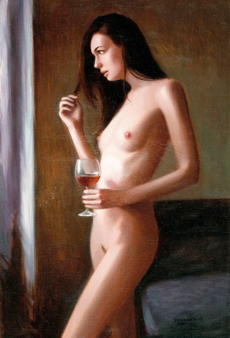 Bohdan Milash (Ukraine,b 1992) oil painting: ARTIST: Bohdan Milash (Ukraine, born 1992) TITLE: Nude by a Window (titled on verso) MEDIUM: oil on canvas CONDITION: Unstretched (In-House stretching available) (In-House s