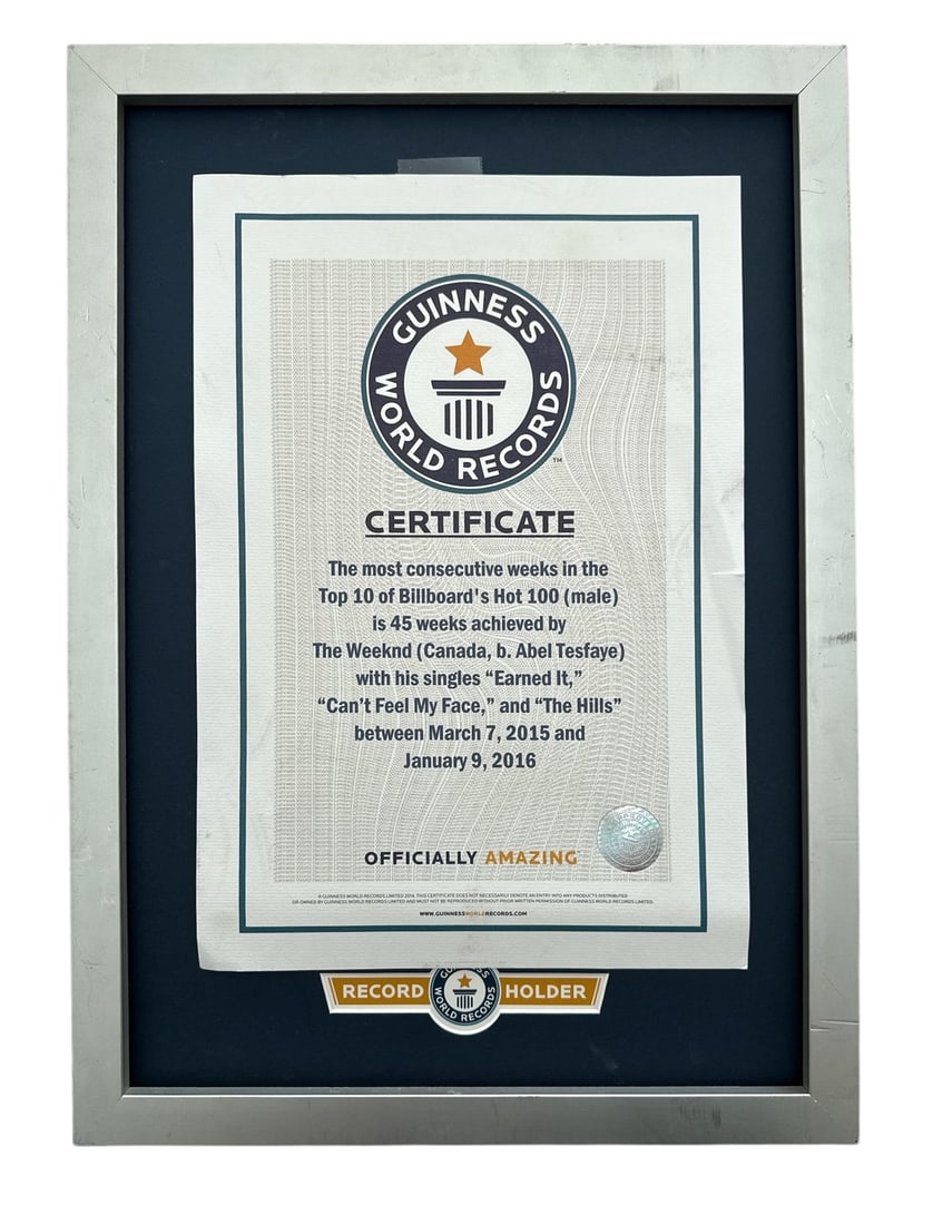 The Weeknd - Guinness World Records Certificate (1 of 14)