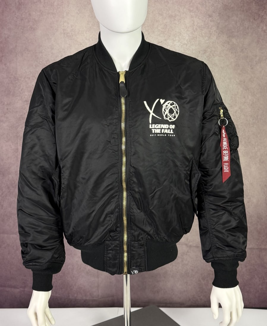 The Weeknd's Wardrobe - Futura bomber jacket: Futura x The Weeknd Alpha Industries Bomber Jacket. Futura, born Leonard Hilton McGurr, is the New York graffiti and contemporary artist also known as Futura 2000. SIZE: L CONDITION: Pre-owned. The ph