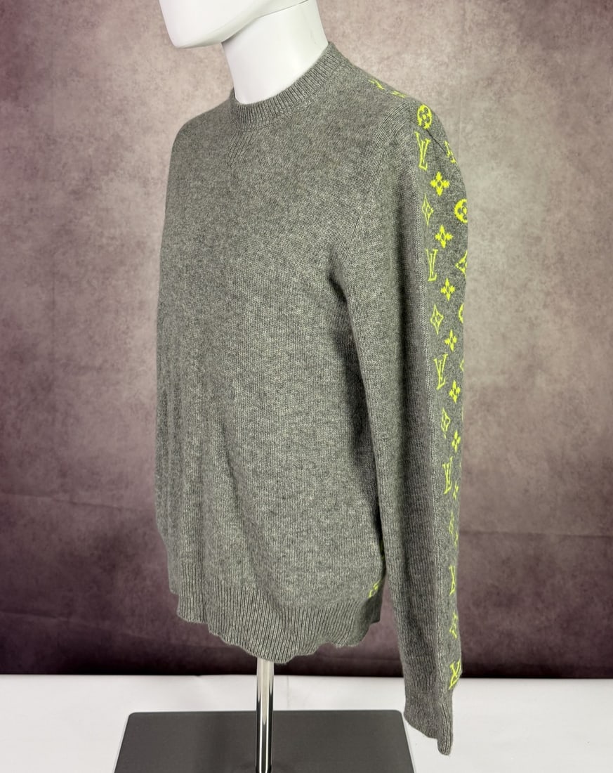 The Weeknd's Wardrobe - Louis Vuitton sweater: Louis Vuitton Grey & Yellow Half Monogram Cashmere Sweater. SIZE: S CONDITION: Pre-owned. The photographs are part of this description - please review them carefully to assess condition. PROVENANCE: F