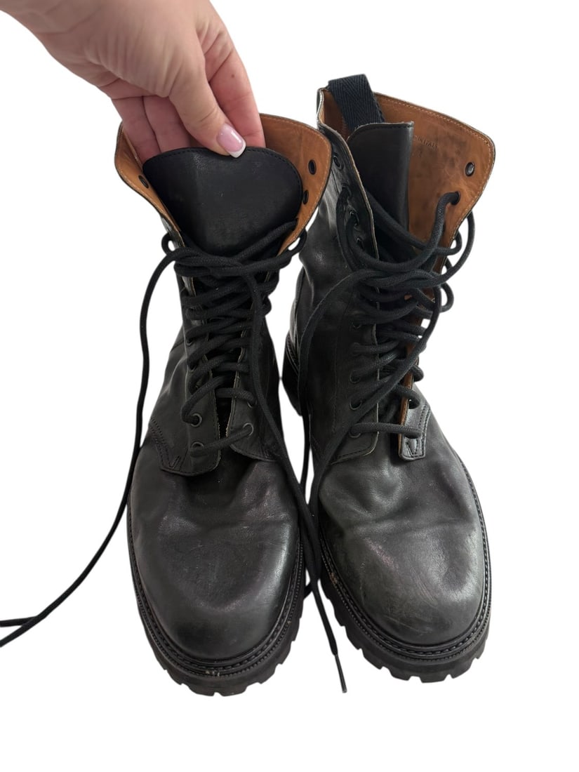 The Weeknd's Wardrobe - Maison Margiela boots: Maison Margiela Leather Combat Boot. CONDITION: Pre-owned. The photographs are part of this description - please review them carefully to assess condition. PROVENANCE: From the personal collection of 