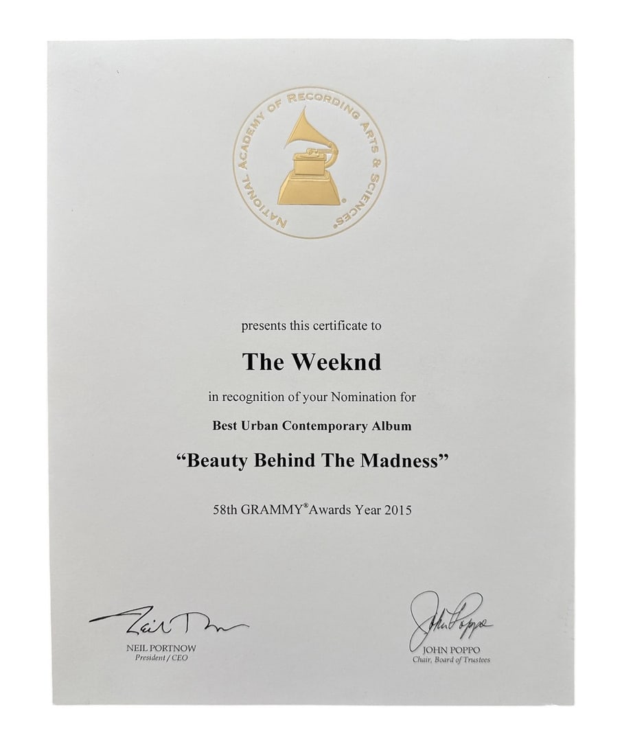 The Weeknd - Grammy Nomination - Best Urban Contemporary Album - "Beauty Behind The Madness" (1 of 11)