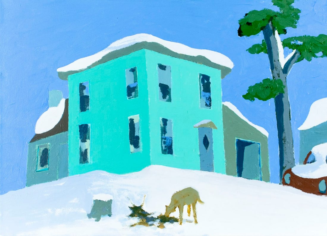 Edward Avedisian (NY,MA,1936-2007) oil painting: ARTIST: Edward Avedisian (New York, Massachusetts, 1936 - 2007) TITLE: Winter Landscape with House MEDIUM: oil on canvas CONDITION: Overall good. No visible inpaint under