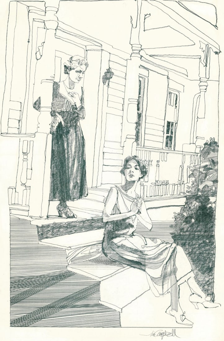 James Richard Campbell (CT,AL,1942-2022) graphite painting (1 of 13)