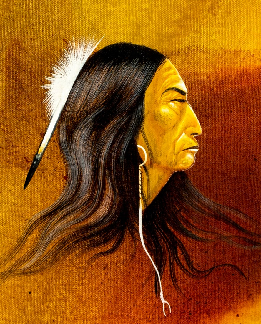 Robert Redbird Sr (Kiowa,AZ,OK,1939-2016) oil painting - 5