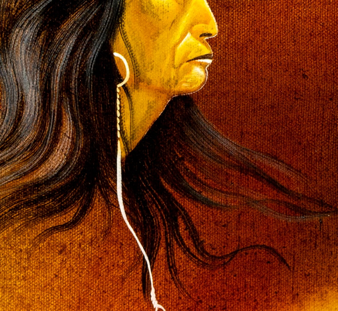 Robert Redbird Sr (Kiowa,AZ,OK,1939-2016) oil painting - 6