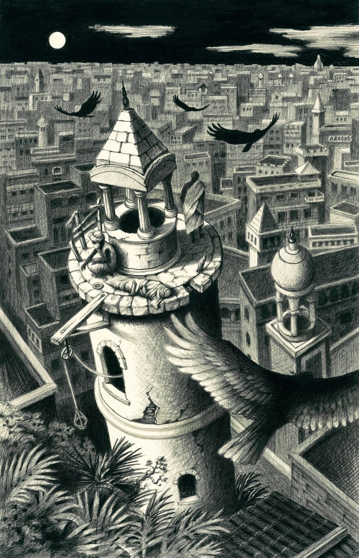 Roger Roth (PA,20/21C) graphite painting (1 of 11)