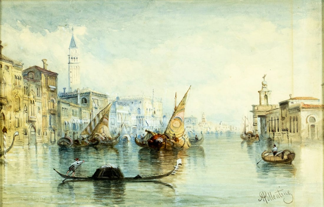 Alfred Pollentine (UK,1836-1890) watercolor painting antique (1 of 13)